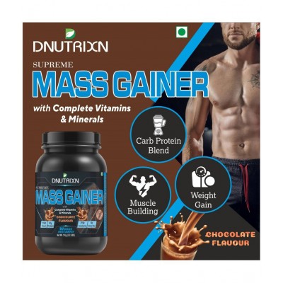 DNUTRIXN SUPREME MASS GAINER- 1KG | 30 Days Challenge with High Protein (63 gm), High Calorie (1188 Kcal) Enriched with Multivitamins and Multiminerals 1 kg Chocolate DNUTRIXN SUPREME MASS GAINER- 1KG | 30 Days Challenge with High Protein (63 gm), High Calorie (1188 Kcal) Enriched with Multivitamins and Multiminerals 1 kg Chocolate