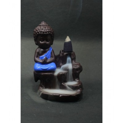 DOGRA Blue resin monk Buddha smoke backflow - Pack of 1 Brown Resin Monk Buddha Smoke Backflow - Pack of 1