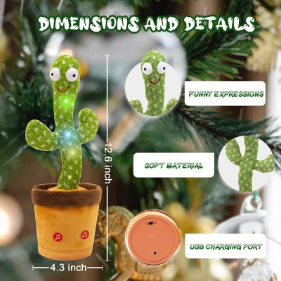Dancing Cactus Kids Toy , Talking Cactus Toy , Singing + Recording + Dance + Sing , Wriggle Dancing Cactus Repeat What You Say and Sing Electronic Cactus Toy DÃ©cor for Kids / Boys / Girls with USB charger