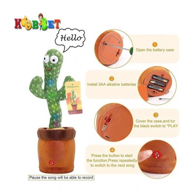 Dancing Cactus Kids Toy , Talking Cactus Toy , Singing + Recording + Dance + Sing , Wriggle Dancing Cactus Repeat What You Say and Sing Electronic Cactus Toy DÃ©cor for Kids / Boys / Girls with USB charger
