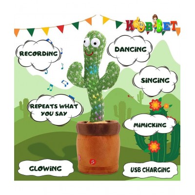 Dancing Cactus Kids Toy , Talking Cactus Toy , Singing + Recording + Dance + Sing , Wriggle Dancing Cactus Repeat What You Say and Sing Electronic Cactus Toy DÃ©cor for Kids / Boys / Girls with USB charger