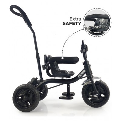 Dash Micro Tricycle with Parental Handle, Sipper, Comfortable seat Safety Harness and Footrest,, Helps to Learn Riding for Kids, Capacity 25 Kg (2+ Years, Black)