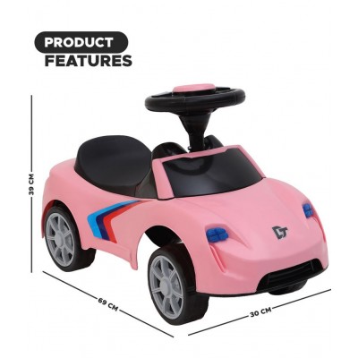 Dash Musical Ride on Car with Front and Rear Lights in Different Colors, Steering Drive, Perfect for Kids (1+ Years , Pink)