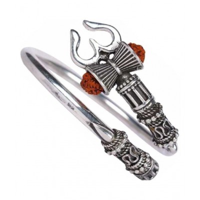 Designer Oxidized Silver Om Bahubali Kada Bracelet for Men & Women