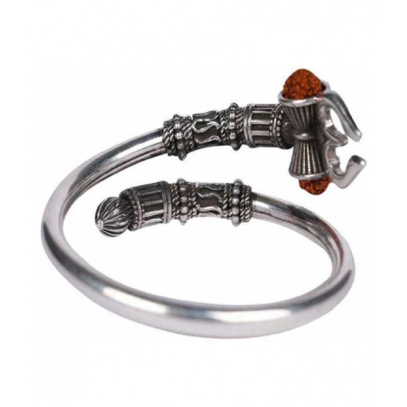 Designer Oxidized Silver Om Bahubali Kada Bracelet for Men & Women