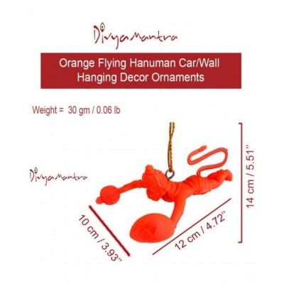 Divya Mantra Combo Of Two Orange Flying Hanuman Car Mirror Hangings Décor