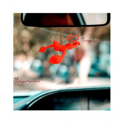 Divya Mantra Combo Of Two Orange Flying Hanuman Car Mirror Hangings Décor