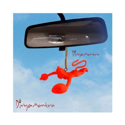 Divya Mantra Combo Of Two Orange Flying Hanuman Car Mirror Hangings Décor