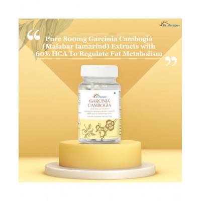 Dr. Morepen Garcinia Cambogia For Weight Loss | 800mg With 60% HCA | Metabolism Booster & Weight Management Supplement 60 no.s Unflavoured Single Pack