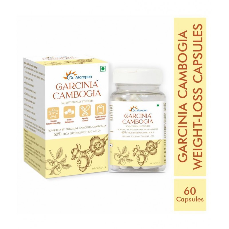 Dr. Morepen Garcinia Cambogia For Weight Loss | 800mg With 60% HCA | Metabolism Booster & Weight Management Supplement 60 no.s Unflavoured Single Pack