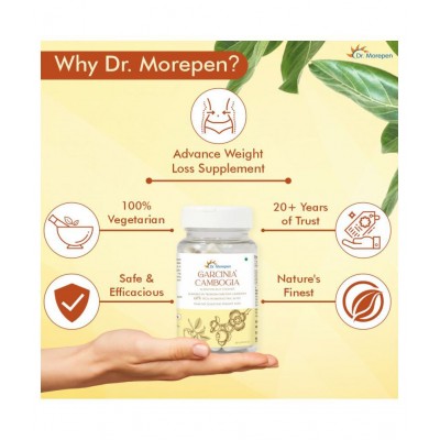 Dr. Morepen Garcinia Cambogia For Weight Loss | 800mg With 60% HCA | Metabolism Booster & Weight Management Supplement 60 no.s Unflavoured Single Pack