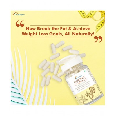 Dr. Morepen Garcinia Cambogia For Weight Loss | 800mg With 60% HCA | Metabolism Booster & Weight Management Supplement 60 no.s Unflavoured Single Pack
