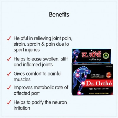 Dr Ortho Joint Pain Relief Capsules 30Caps, Pack of 2 (Ayurvedic Medicine Helpful in Joint Pain, Back Pain, Knee Pain, Neck Pain) - Ayurvedic Capsules Dr Ortho Joint Pain Relief Capsules 30Caps, Pack of 2 (Ayurvedic Medicine Helpful in Joint Pain, Back Pain, Knee Pain, Neck Pain) - Ayurvedic Capsules