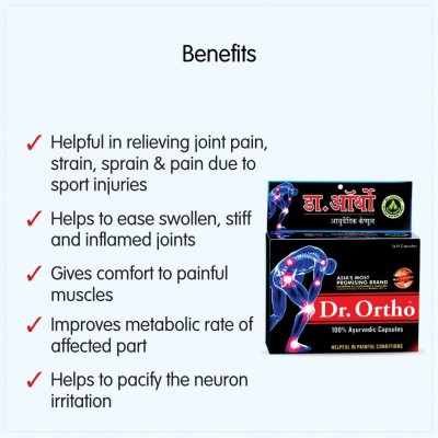 Dr Ortho Joint Pain Relief Capsules 30Caps, Pack of 3 (Ayurvedic Medicine Helpful in Joint Pain, Back Pain, Knee Pain, Neck Pain) - Ayurvedic Capsules