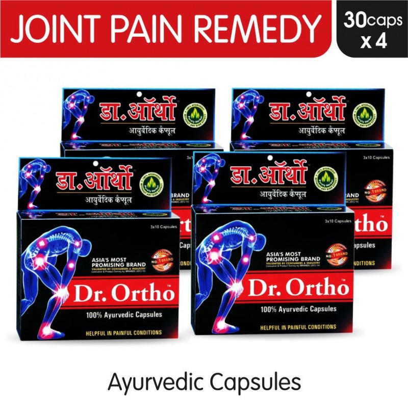 Dr Ortho Joint Pain Relief Capsules 30Caps, Pack of 4 (Ayurvedic Medicine Helpful in Joint Pain, Back Pain, Knee Pain, Neck Pain) - Ayurvedic Capsules Dr Ortho Joint Pain Relief Capsules 30Caps, Pack of 4 (Ayurvedic Medicine Helpful in Joint Pain, Back Pain, Knee Pain, Neck Pain) - Ayurvedic Capsules