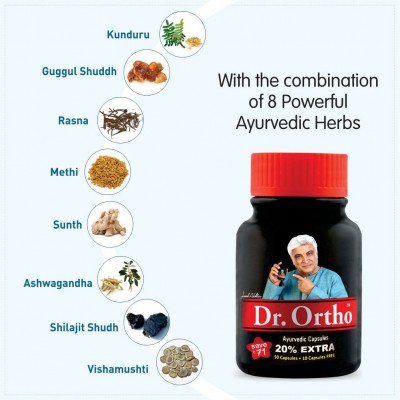 Dr Ortho Joint Pain Relief Capsules 60Caps, Pack of 3 (Ayurvedic Medicine Helpful in Joint Pain, Back Pain, Knee Pain, Neck Pain) - Ayurvedic Capsules