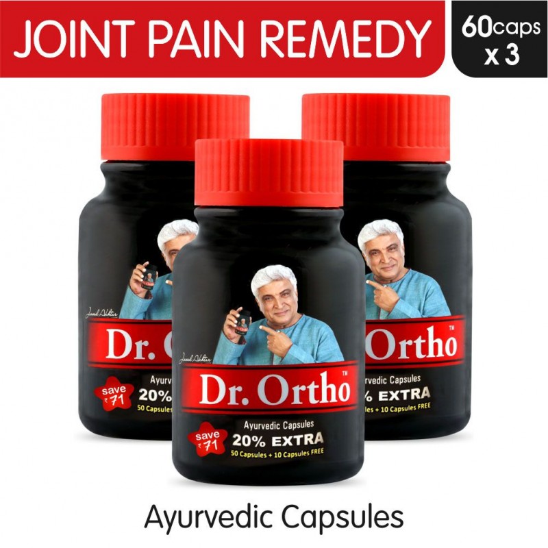 Dr Ortho Joint Pain Relief Capsules 60Caps, Pack of 3 (Ayurvedic Medicine Helpful in Joint Pain, Back Pain, Knee Pain, Neck Pain) - Ayurvedic Capsules