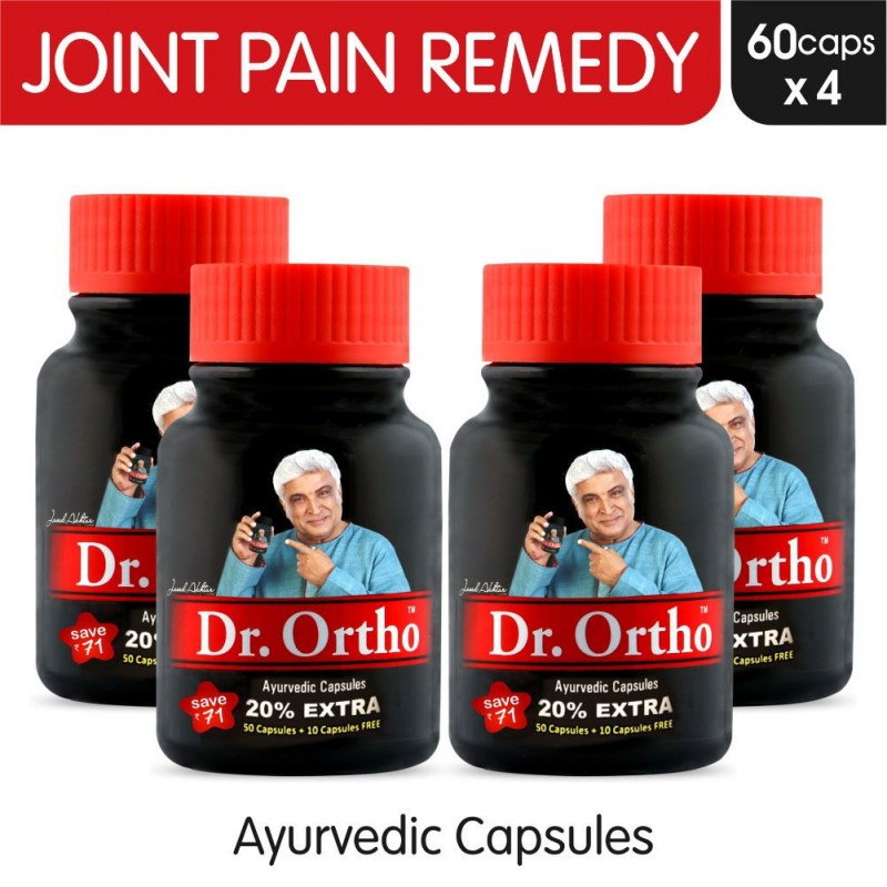 Dr Ortho Joint Pain Relief Capsules 60Caps, Pack of 4 (Ayurvedic Medicine Helpful in Joint Pain, Back Pain, Knee Pain, Neck Pain) - Ayurvedic Capsules Dr Ortho Joint Pain Relief Capsules 60Caps, Pack of 4 (Ayurvedic Medicine Helpful in Joint Pain, Back Pain, Knee Pain, Neck Pain) - Ayurvedic Capsules