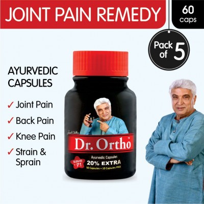 Dr Ortho Joint Pain Relief Capsules 60Caps, Pack of 5 (Ayurvedic Medicine Helpful in Joint Pain, Back Pain, Knee Pain, Neck Pain) - Ayurvedic Capsules Dr Ortho Joint Pain Relief Capsules 60Caps, Pack of 5 (Ayurvedic Medicine Helpful in Joint Pain, Back Pain, Knee Pain, Neck Pain) - Ayurvedic Capsules