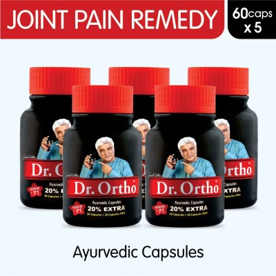 Dr Ortho Joint Pain Relief Capsules 60Caps, Pack of 5 (Ayurvedic Medicine Helpful in Joint Pain, Back Pain, Knee Pain, Neck Pain) - Ayurvedic Capsules