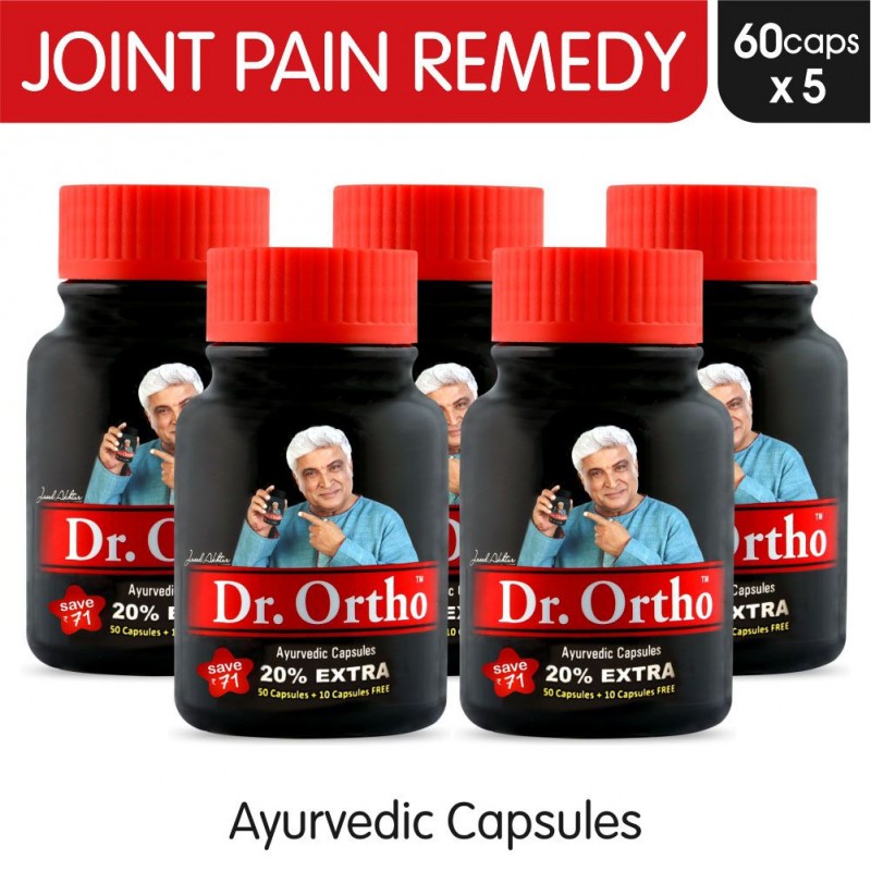 Dr Ortho Joint Pain Relief Capsules 60Caps, Pack of 5 (Ayurvedic Medicine Helpful in Joint Pain, Back Pain, Knee Pain, Neck Pain) - Ayurvedic Capsules Dr Ortho Joint Pain Relief Capsules 60Caps, Pack of 5 (Ayurvedic Medicine Helpful in Joint Pain, Back Pain, Knee Pain, Neck Pain) - Ayurvedic Capsules