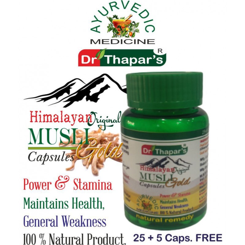 Dr. Thapar's MUSLI GOLD HIMALAYAN ORIGINAL 25+5 FREE Capsule 500 mg Dr. Thapar's MUSLI GOLD HIMALAYAN ORIGINAL 25+5 FREE Capsule 500 mg