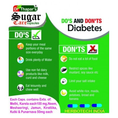 Dr. Thapar's Sugar Care 50+10 FREE Capsule 500 mg Dr. Thapar's Sugar Care 50+10 FREE Capsule 500 mg