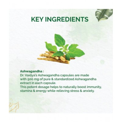 Dr Vaidyas ASHWAGANDHA CAPSULES X 3 Capsule 90 no.s Pack of 3
