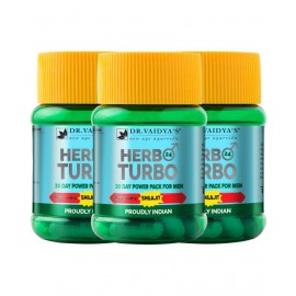 Dr Vaidya's Herbo24Turbo | Ayurvedic Shilajit Vitalizer | Male Sexual Wellness Capsules | Pack of 3 (30 Capsules Each)