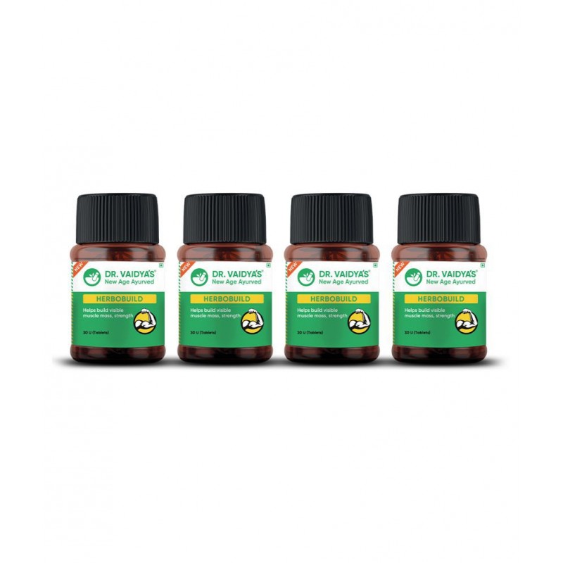 Dr Vaidyas Herbobuild | Ayurvedic Muscle Gain Capsule 120 no.s Pack Of 4