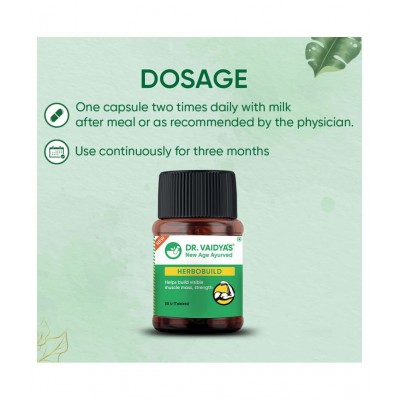 Dr Vaidyas Herbobuild | Ayurvedic Muscle Gain Capsule 120 no.s Pack Of 4