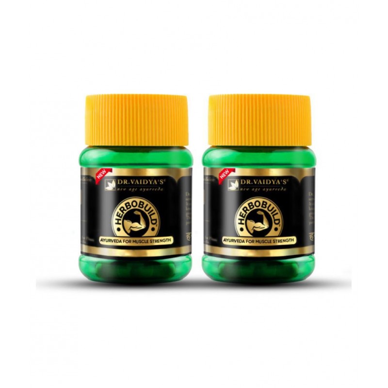 Dr Vaidya's Herbobuild | Ayurvedic Muscle Gain Capsules | No Side Effects | Pack Of 2 (60 Capsules)