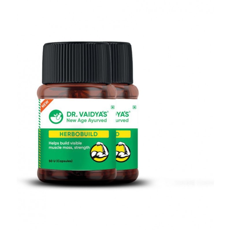 Dr Vaidyas Herbobuild Ayurvedic for Muscle Gain Capsule 100 no.s Pack Of 2