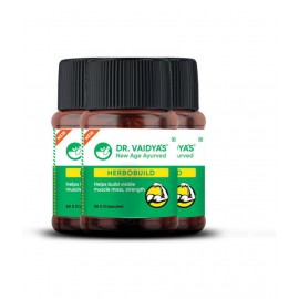 Dr Vaidyas Herbobuild Ayurvedic for Muscle Gain Capsule 150 no.s Pack of 3