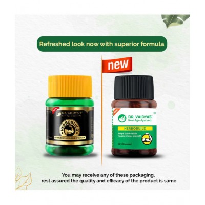 Dr Vaidyas Herbobuild Ayurvedic for Muscle Gain Capsule 150 no.s Pack of 3