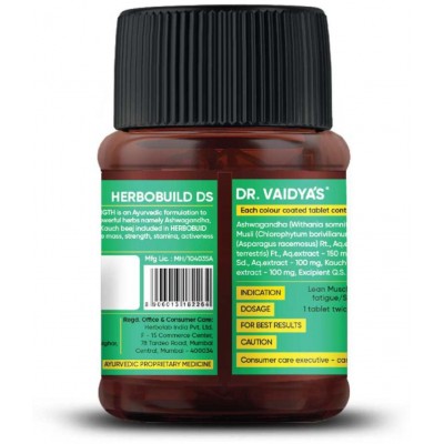 Dr Vaidyas Herbobuild DS ( Double strength ) Capsule 90 no.s Pack of 3 Dr Vaidyas Herbobuild DS ( Double strength ) Capsule 90 no.s Pack of 3
