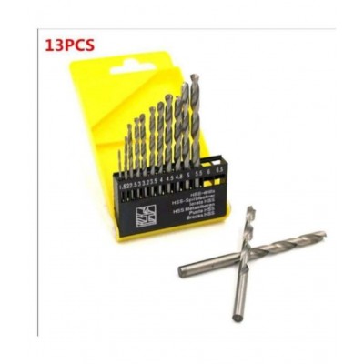 Drill Bits for Wood, Malleable Iron, Aluminium, Plastic, Wall - Set of 13 Pieces