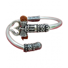 DvR ClicK Designer Silver Shiva Trishul Rudraksha Damru Kada Bracelet Bangle for Men and Boys Silver Trishul DvR ClicK Designer Silver Shiva Trishul Rudraksha Damru Kada Bracelet Bangle for Men and Boys Silver Trishul