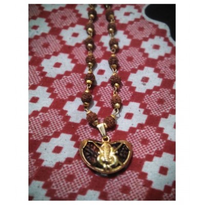 DvR ClicK spritual Original Nepali 1 Mukhi Rudraksh Mala 36 Beads with Kaju Ganesh Pandent