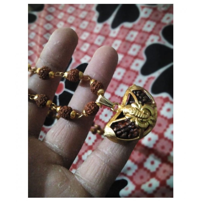 DvR ClicK spritual Original Nepali 1 Mukhi Rudraksh Mala 36 Beads with Kaju Ganesh Pandent