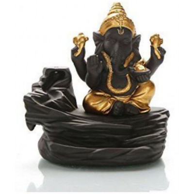 Dwivedi And Sons Gold Polyresin Lord Ganesha Smoke Backflow Showpiece - Pack of 1