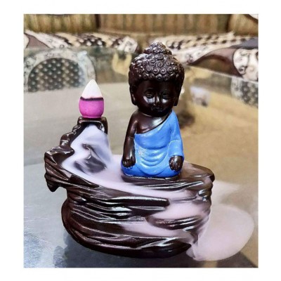 Dwivedi And Sons Multicolour Polyresin Monk Buddha Smoke Backflow - Pack of 1