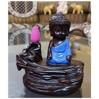 Dwivedi And Sons Multicolour Polyresin Monk Buddha Smoke Backflow - Pack of 1