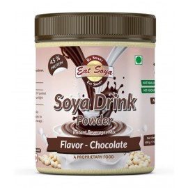EAT SOYA Instant Soy Drink Powder Chocolate Flavor (Sugar Free) Vegan - Non GMO - 45% Protein 400 gm