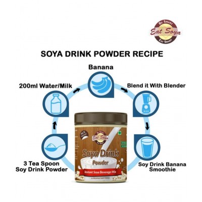 EAT SOYA Soya Drink Powder,  / Vegan Milk Alternative, Non-GMO & 46% Protein 400 gm