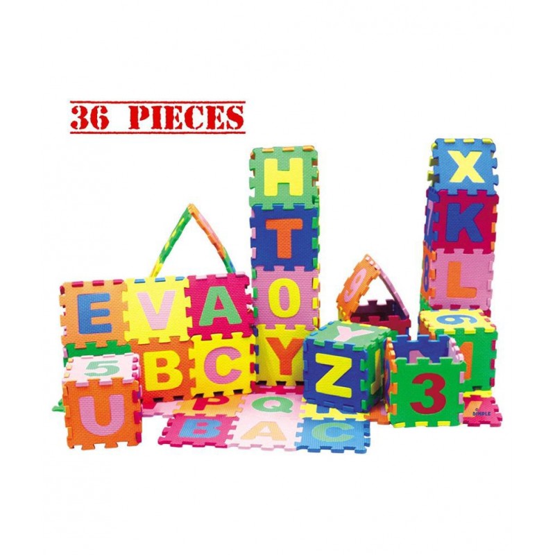 EVA Puzzle Mats | ABCD + Numbers 0 to 9 Interlocking Flooring Mat | Toy Rush