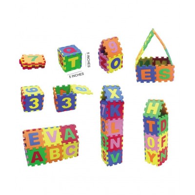 EVA Puzzle Mats | ABCD + Numbers 0 to 9 Interlocking Flooring Mat | Toy Rush