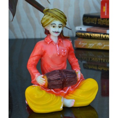 Ecraftindia Rajasthani Musician Statue Playing Dholak