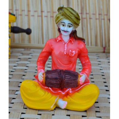 Ecraftindia Rajasthani Musician Statue Playing Dholak