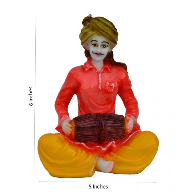 Ecraftindia Rajasthani Musician Statue Playing Dholak